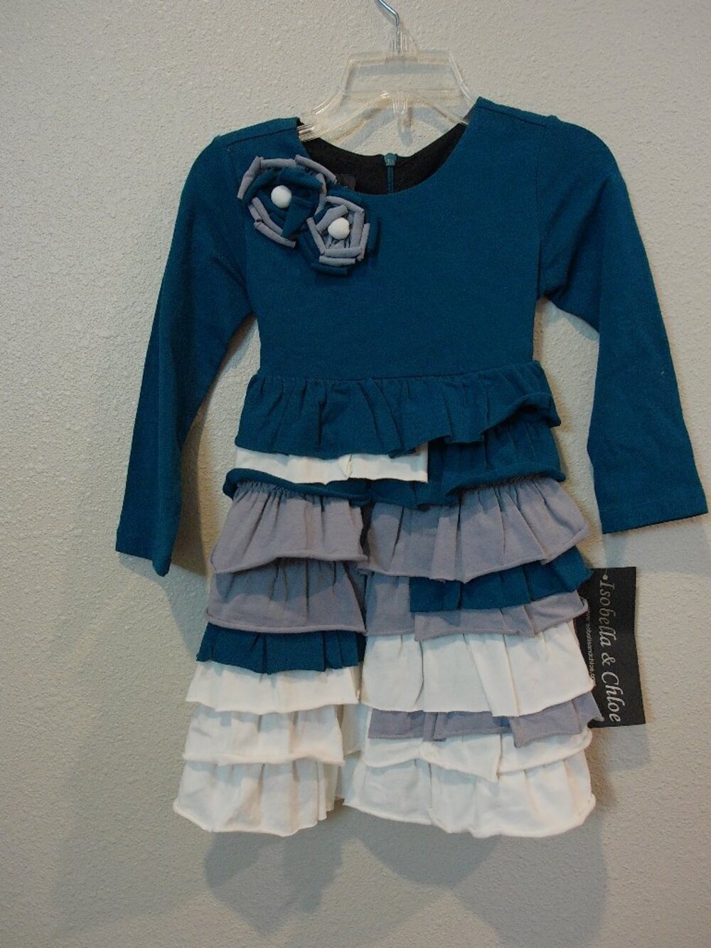 Gorgeous ruffled dress for baby in aqua
